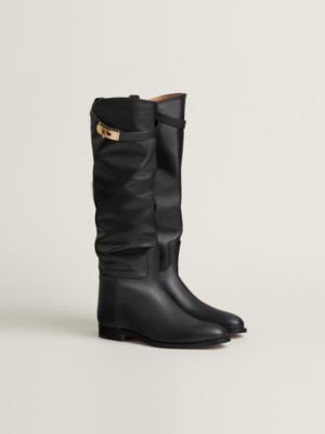 HERMES ブラック フラットシューズ トゥキャップ Jumping supple boot | Hermès USA